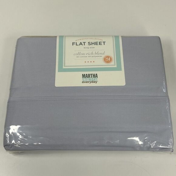Martha Stewart Flat Sheet KING Size Light Purple 250 Thread Count - Picture 1 of 5